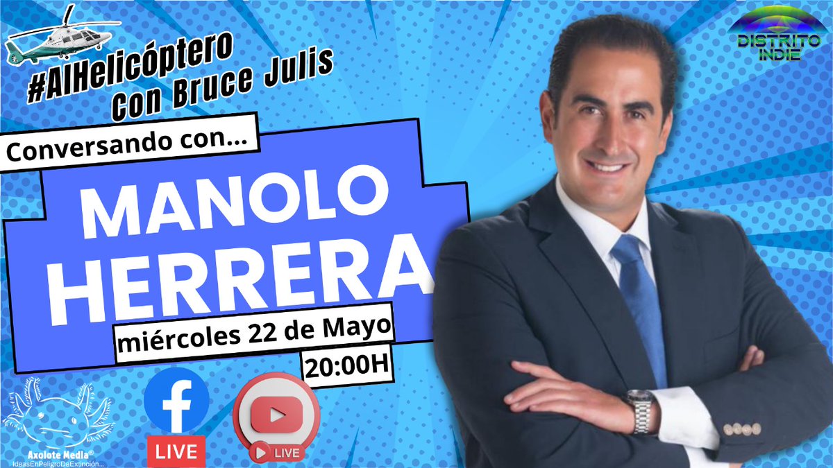 BruceJulis's tweet photo. Con cielo despejado y viento a favor este miércoles 20h tendremos de copiloto a @manoloherrerar quien nos contará de su historia, vivencias y por supuesto le entrará al #Reto será que canta mejor que @JoseJuanEsp??
Acompáñanos por #FacebookLive a través de #DistritoIndie https://t.co/ogamySQVII