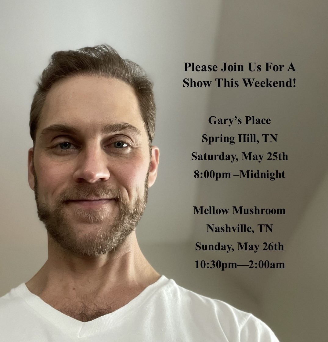 DouglasRiley302's tweet photo. I’m excited about the shows this weekend! Please join us for good times and great live music! 😀🎸🎉
#douglasriley #douglasrileymusic #singersongwriter #nashvilletn #indieartist #originalmusic #livemusic #countrymusic #countrymusicartist #springhilltn #garysplacespringhill https://t.co/fPtPp1u5Yy