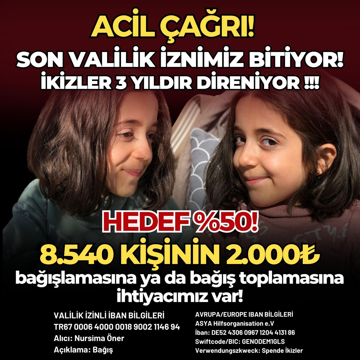 BURADASINIZ BİLİYORUZ BİZİM 3 YILLIK MÜCADELEMİZE SES OLACAKSINIZ. ‼️

Artık taşıyamayacak kadar acılarımız çoğaldı...Yükümüz mü ağır, öykümüz mü böyle? 
Tartamıyoruz..
Bizi bu halde bırakanların vicdanları peki? Onlar kaç kilo?!

YALVARIRIZ ARTIK BİZİ  KURTARIN..