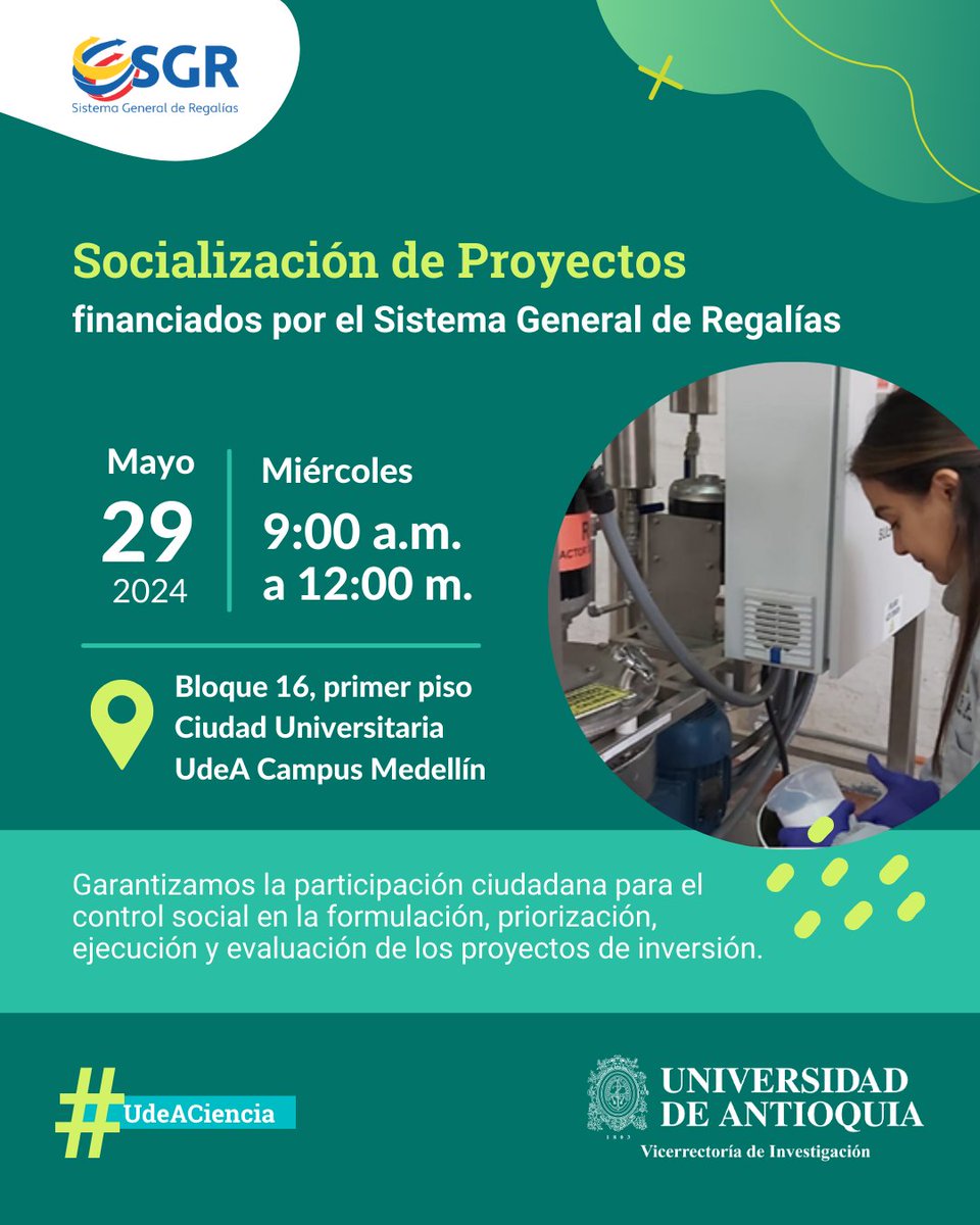 👀🔎Conoce algunos proyectos universitarios financiados por el Sistema General de Regalías y cómo la Sede de Investigación Universitaria -SIU- invierte y ejecuta estos recursos para impactar a los territorios desde la ciencia. 📍Descubre más: bit.ly/4arjAw9 #UdeACiencia