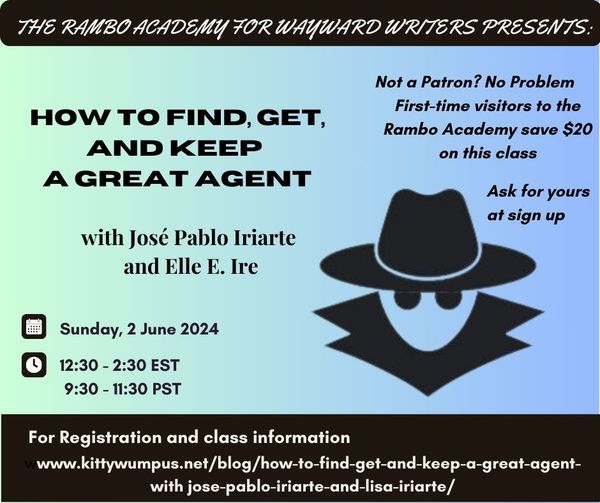 Looking for an agent? Not sure about the process? @LabyrinthRat (Jose Iriarte) and I have had 15 offers of representation between us. Sign up for this class now! Spots are going fast.