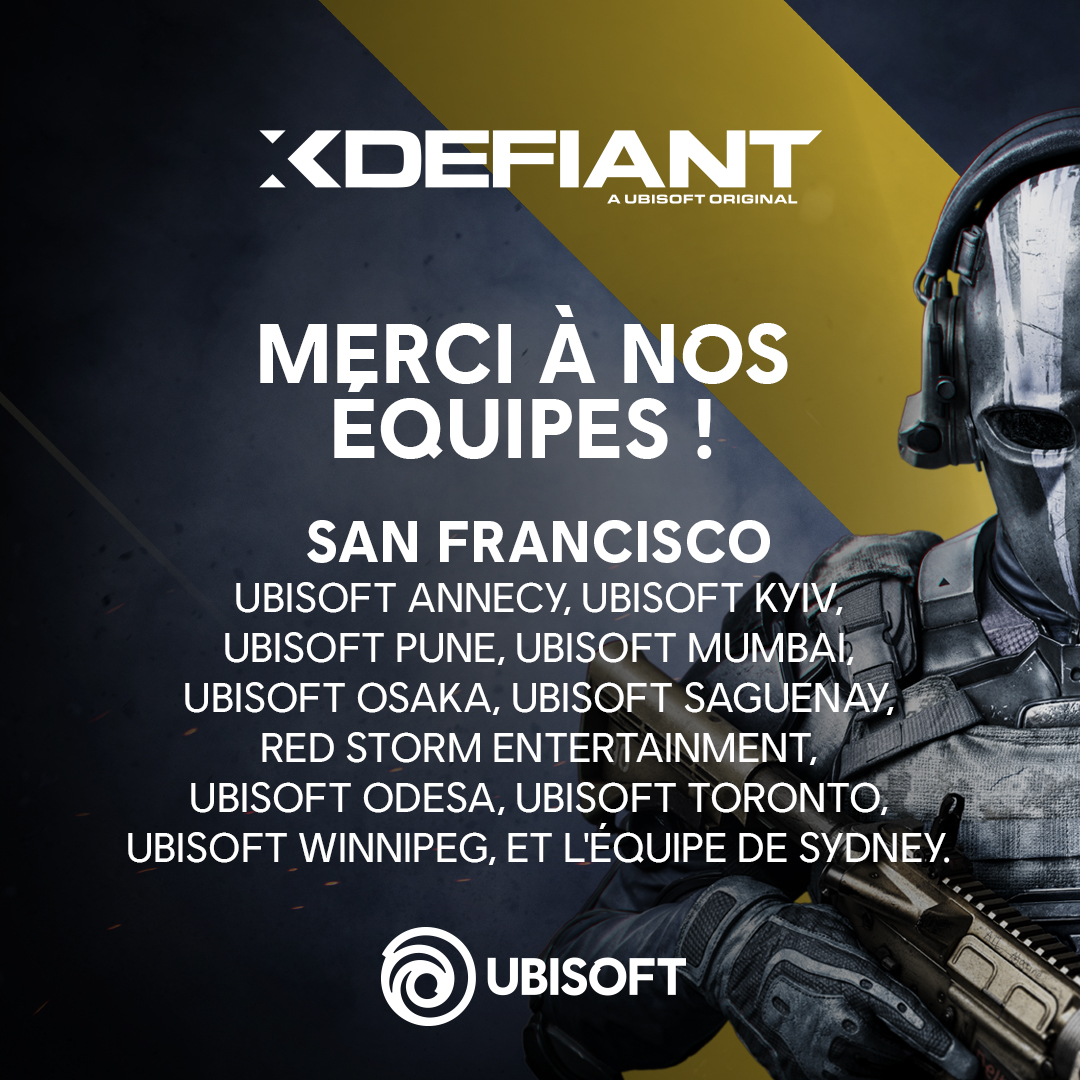 Ubisoft Saguenay (@ubisoftsaguenay) on Twitter photo .<a href="/PlayXDefiant/">XDefiant</a> est officiellement lancé! 🎉
Nous sommes si fiers d'avoir participé au co-développement de ce jeu avec nos amis d’@UbisoftStudioSF, <a href="/UbisoftWinnipeg/">Ubisoft Winnipeg</a>, <a href="/UbisoftToronto/">Ubisoft Toronto</a> et plusieurs autres!
Un énorme MERCI à nos talentueuses équipes pour leur incroyable travail! .<a href="/PlayXDefiant/">XDefiant</a> est officiellement lancé! 🎉
Nous sommes si fiers d'avoir participé au co-développement de ce jeu avec nos amis d’@UbisoftStudioSF, <a href="/UbisoftWinnipeg/">Ubisoft Winnipeg</a>, <a href="/UbisoftToronto/">Ubisoft Toronto</a> et plusieurs autres!
Un énorme MERCI à nos talentueuses équipes pour leur incroyable travail!