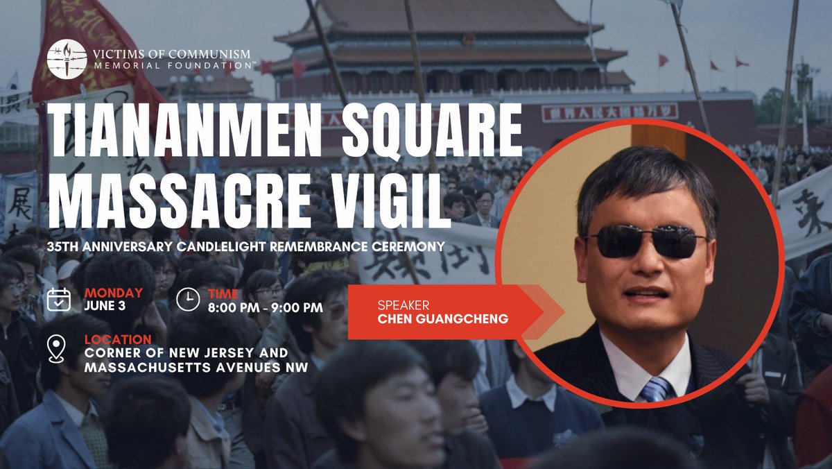Chen Guangcheng, Distinguished Fellow at the Center for Human Rights at Catholic University, will speak on Monday, June 3rd, at the Victims of Communism Memorial Foundation's candlelight vigil, commemorating the 35th anniversary of the 1989 Tiananmen Square Massacre. Learn