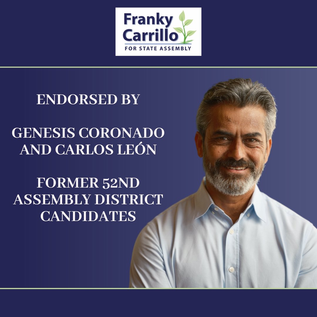 carrillofranky's tweet image. Both Genesis and Carlos have strong grassroots credibility and meaningful ties to the 52nd Assembly District, and I appreciate their show of support for my candidacy. Together we will continue to advocate for the people.

#AD52 #FrankyCarrilloForAssembly #FrankyForAD52 #EastLA…