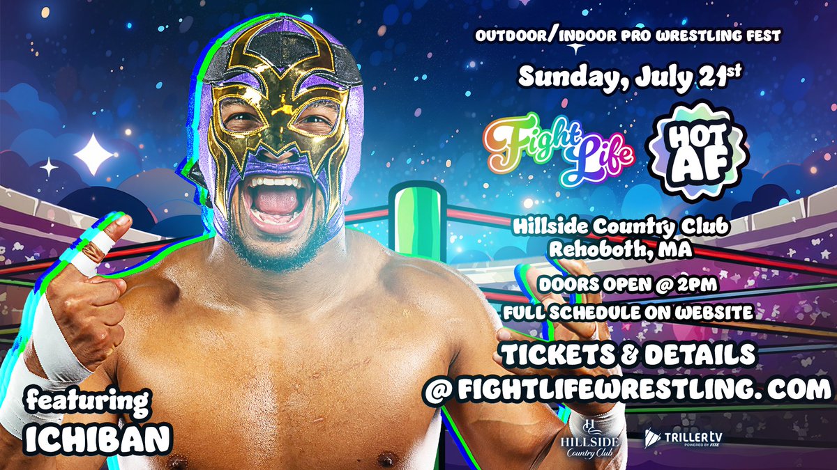 ☀️HOT AF SUMMER FEST TALENT DROP 2 - Ethan Page - LMK - Vinny Pacifico - Ichiban 📅Sun July 21st 📍Rehoboth, MA ⛳️Hillside Country Club 🎫Tickets On Sale @ FightLifeWrestling.com 🤑 Save $ w/ Early Bird Ticket Pricing Full fest details at the link above ↗️ SEEKING SPONSORS