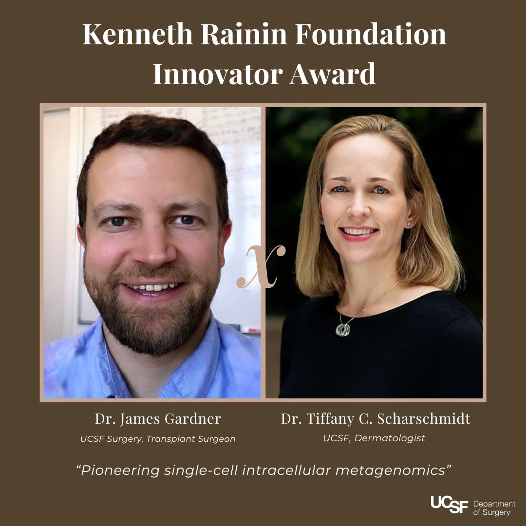 ‼️Congratulations to @gardnerlabUCSF and @ScharschmidtLab on their 250K Kenneth Rainin Foundation Innovator Award, “Pioneering single-cell intracellular metagenomics” - marking an exciting collaboration between @UCSF Dermatology and @UCSFSurgery, facilitated through @immunox🥳🥳