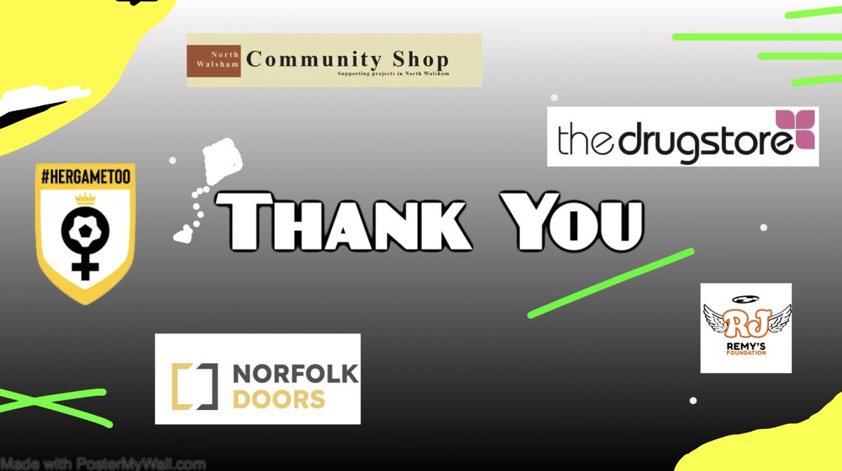 Finally, we would like to say a massive thank you to our sponsors, The Drugstore, Norfolk Doors and NW Community Shop. Along with our partnership with @HerGameToo. We are proud to support Remys Foundation.
Thank you to @99kits_com for the incredible kits we’ve had this season!!