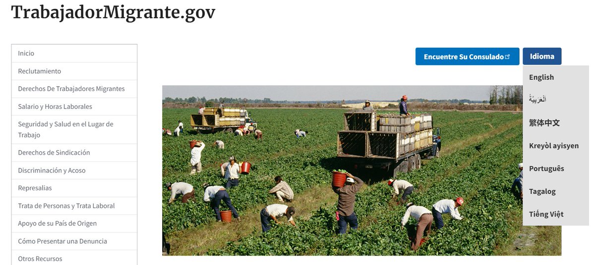 The U.S. Department of Labor adds eight languages to their site, migrantworker.gov , which is designed to help inform workers, regardless of their immigration status, of their rights.