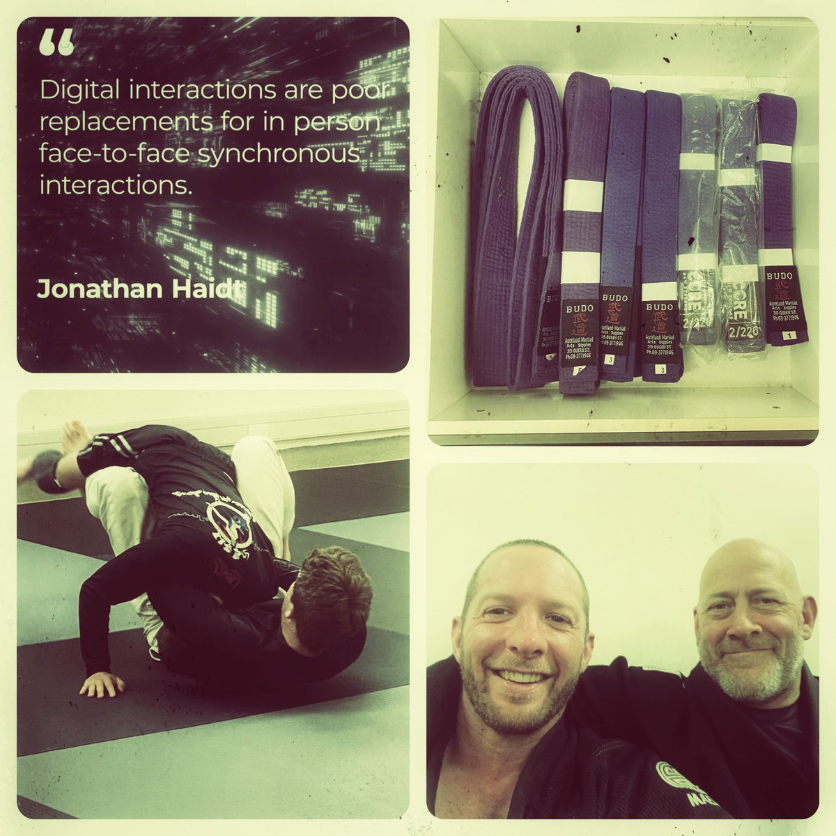 BJJ_NZ's tweet photo. Wedendendsay 
A mixed bag of mystery.
Let’s chase the subs from mount some more..
Maybe a belt or two?
Some good friends
A sweep or two?
Replace some digital interactions for face to face synchronous interactions
Aggressive cuddles..
From 6pm https://t.co/UfijHsuEIp