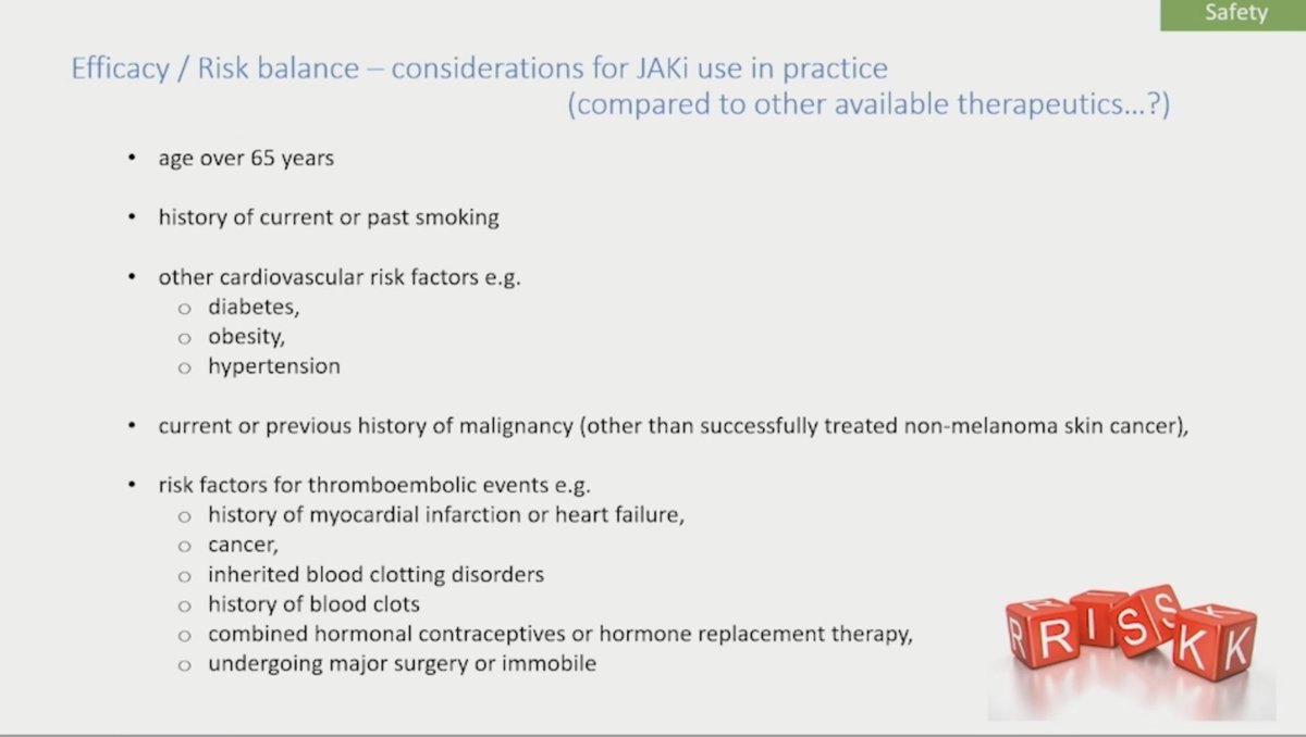 #JAKi friend or foe?

I agree JAKi are highly efficacious & safe in a certain groups of patients. Essential a shared decision making process for individualised treatment decisions are done especially in those with risk factors👇

Great Points by Iain McInnes & Maya Buch #BSR24