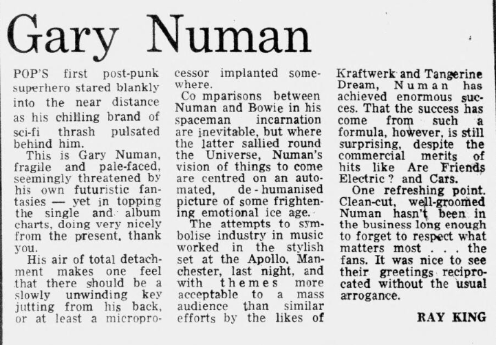 This is from the Manchester Evening News Sep 27 1979 in which #GaryNuman is praised for being respectful of his fans.  Hasn't changed one bit since.