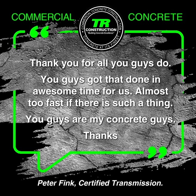 Getting the job done right and on time is our goal! We appreciate this amazing testimonial from Peter Fink of <a href="/certifiedtrans/">Certified Trans</a> and are grateful to be your trusted concrete experts. Thank you for your support! #OmahaConstruction