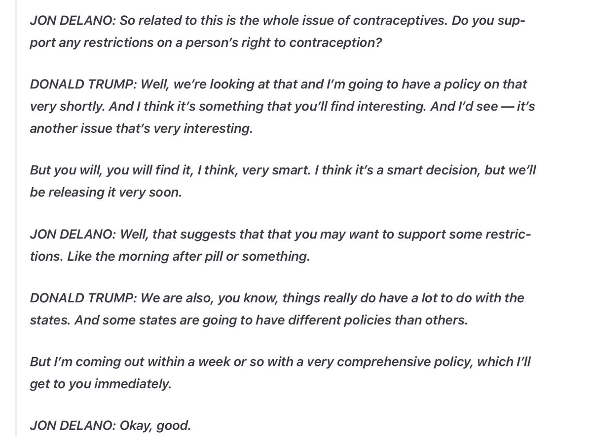 Interview this week. So now the quite phuckers want to eliminate your birth control too. 😡. Damn these people. Watch this space for the policy which will be revealed in a week or so …..before or after his healthcare plan? #PhuckTrump #HarrisonButkissShouldStayInHisOwnLane