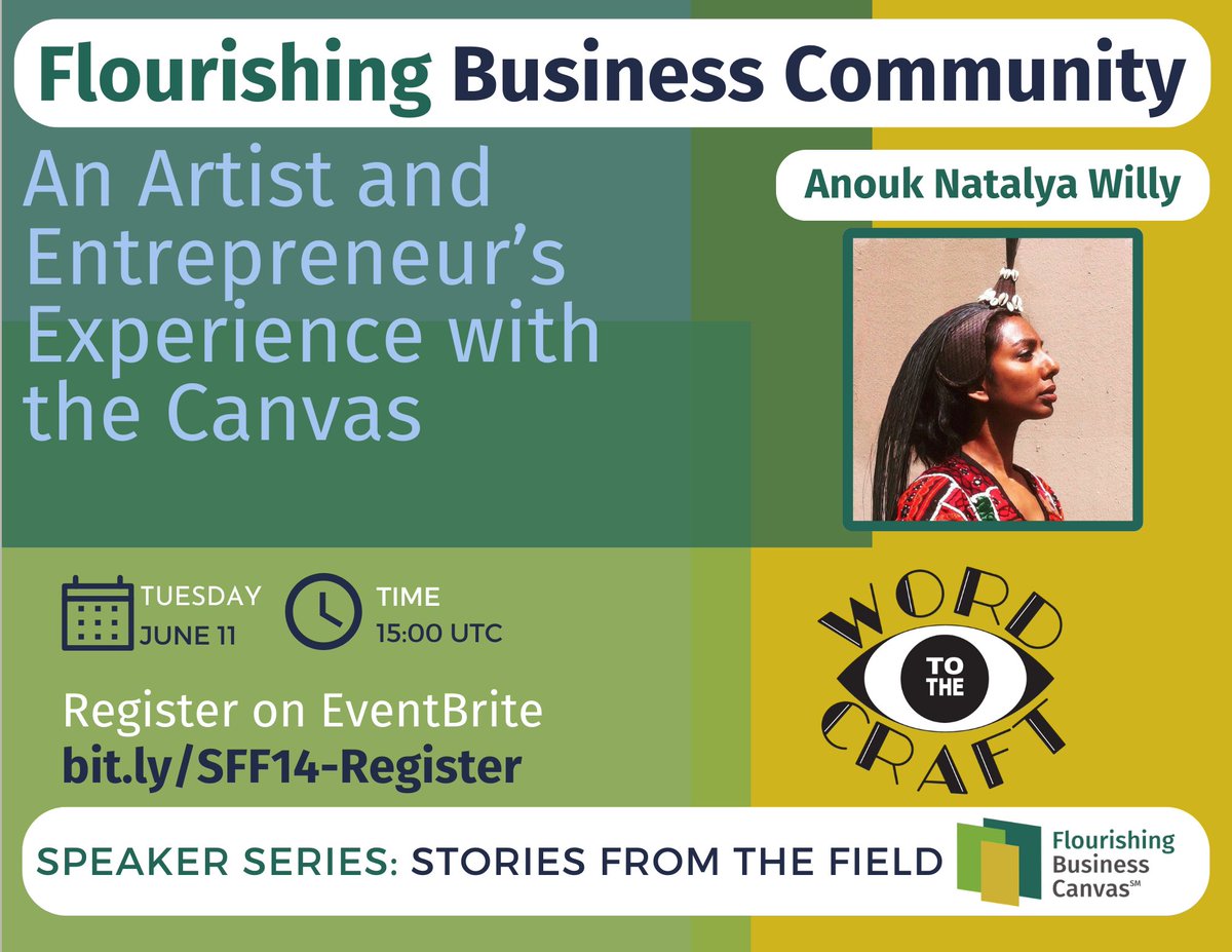 *EVENT* Flourishing Business Canvas June 11 15h00 UTC   

Sharing their experience using the Canvas is Anouk Natalya Willy from Word to the Craft

Registration &amp; more info via Eventbrite: bit.ly/SFF14-Register 

#businessmodel #flourishing #entrepreneurship #sustainability
