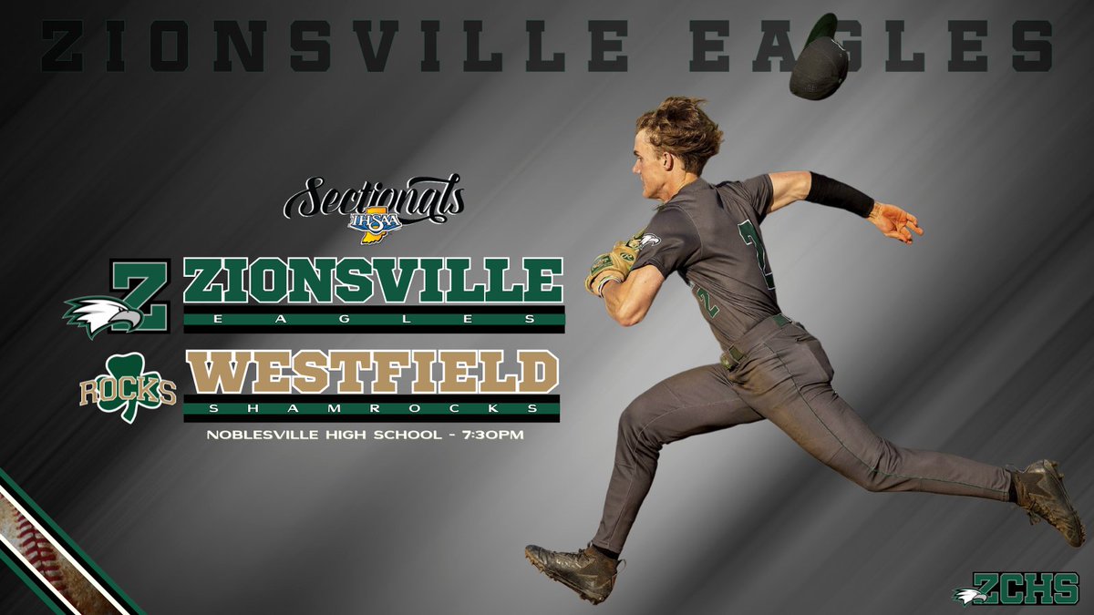 ⚾️ BASEBALL ⚾️ Good luck to @ZionsvilleBball as they battle @rocksathletics in the Noblesville @IHSAA1 SECTIONAL! First pitch is set for 7:30PM at Noblesville High School. GO EAGLES!!! 🎟️ public.eventlink.com/tickets?t=80558