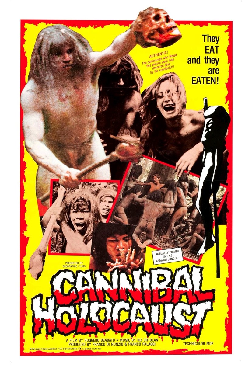 USA movie poster for #RuggeroDeodato's #CannibalHolocaust (1980) #FrancescaCiardi #RobertKerman #CarlGabrielYorke #VideoNasty