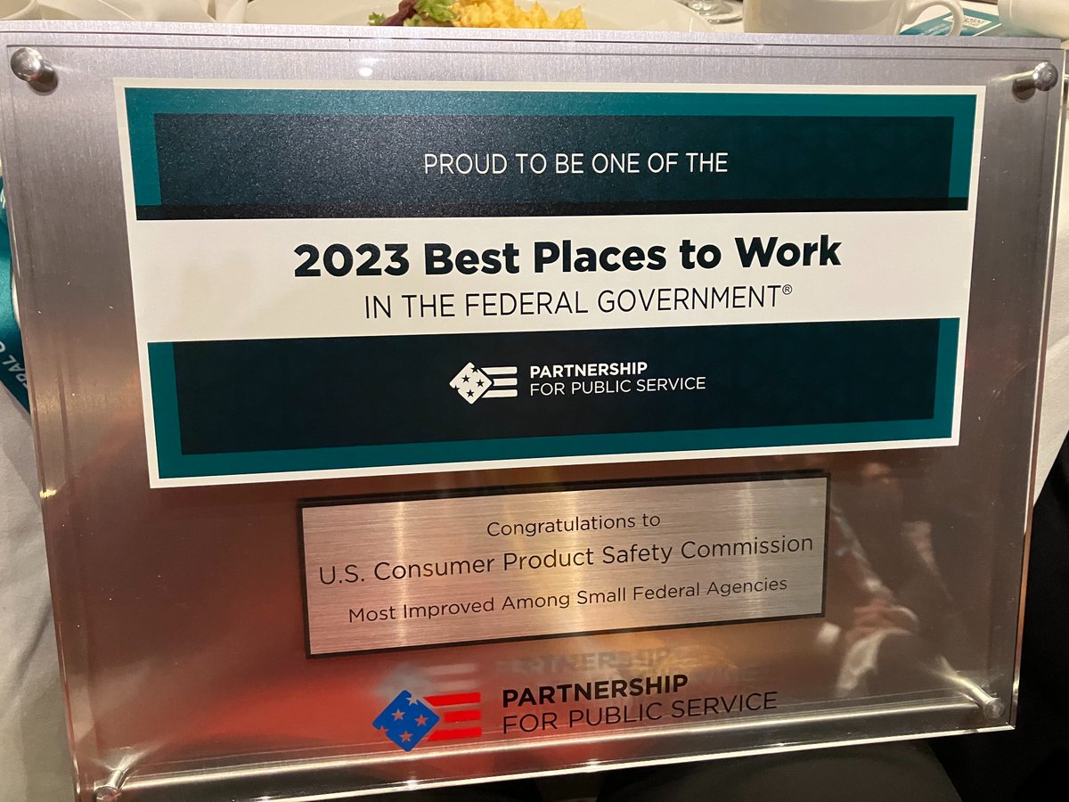 We are proud to be ranked as Most Improved Among Small Federal Agencies in the 2023 Best Places to Work in the Federal Government by @publicservice and @BCG Thank you to all our staff who work every day to keep us safe! #FedBPTW #BPTW2023