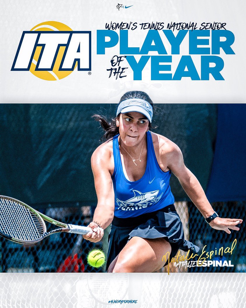 SUPERSTAR 🤩🦈 Congrats to Natalie Espinal on being named the ITA Women's Tennis National Senior Player of the Year! #HungryForMore