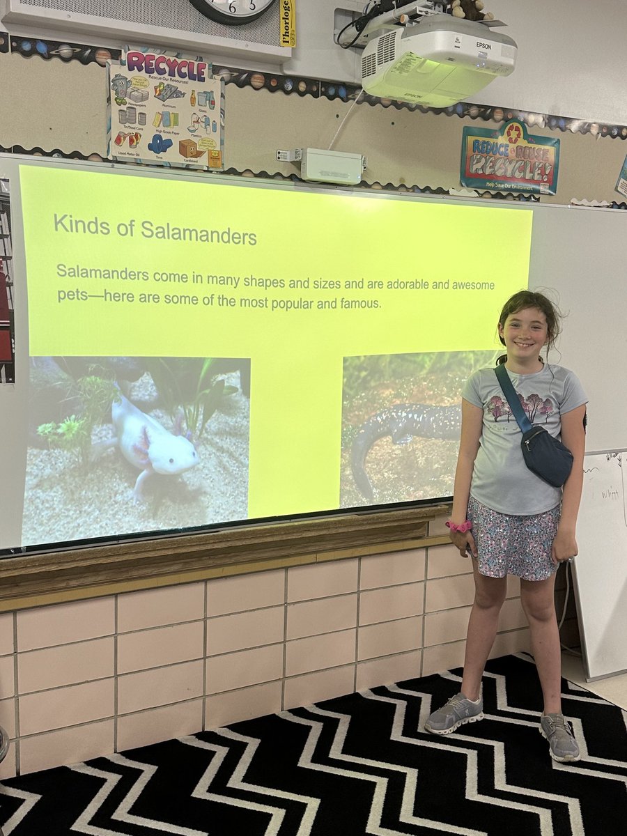 Camille presenting her passion project on salamanders. #engaged64 #4thgradescience.