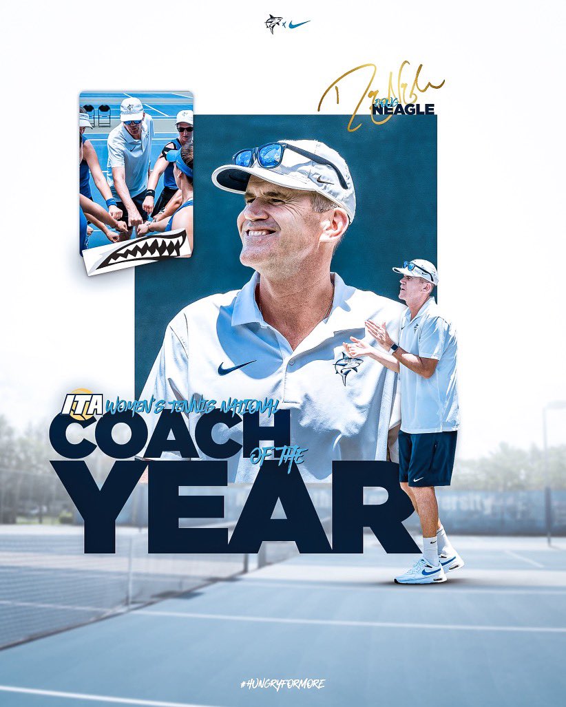 BEST OF THE BEST 🦈 Congrats to Coach Doug Neagle on being named the ITA Women's Tennis National Coach of the Year! #HungryForMore