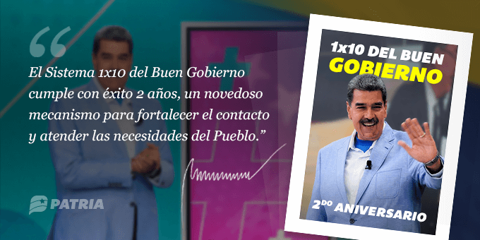 Del 21 al 31 de mayo de 2024 se estara entregando el Bono 2do Aniversario 1x10 del Buen Gobierno por un monto de Bs. 180,00 a traves de la plataforma Patria.

#veqr
#bono
#patria
#venezuela
#nicolasmaduro
#carnetdelapatria
#somosvenezuela
#VenezuelaSeCrece