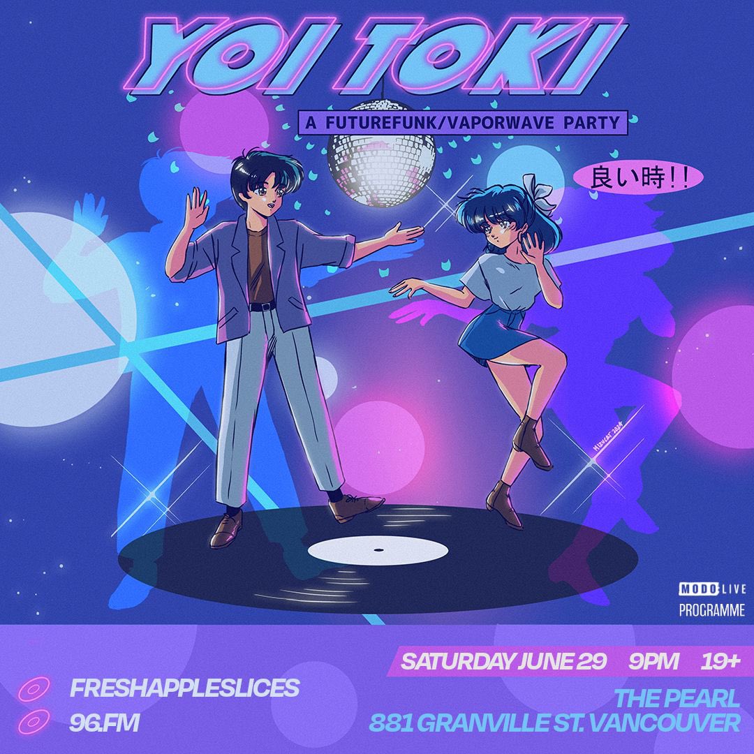 JUST ANNOUNCED🪩 Yoi Toki futurefunk/vaporwave party is coming to @ThePearlVancity on Saturday June 29th! 

Tickets are on-sale now: found.ee/YoiToki-YVR 

#yoitoki #futurefunk #vaporwave #dance #yvrevents #vancitybuzz