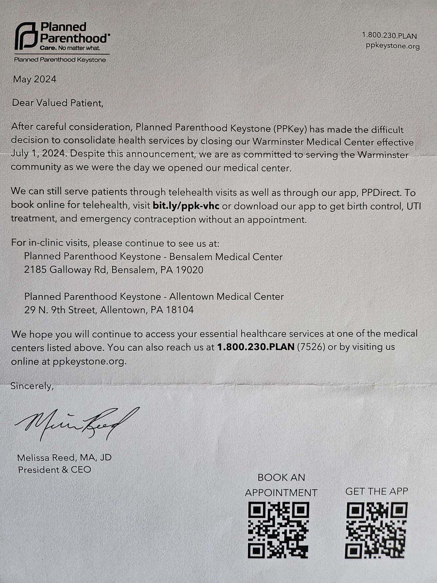 Remember that Planned Parenthood that banned a woman effective May 10 for her transphobic @ThePosieParker shirt? Well, they mysteriously didn't have enough patients to stay afloat and are now closing that location entirely, according to this letter I was forwarded.