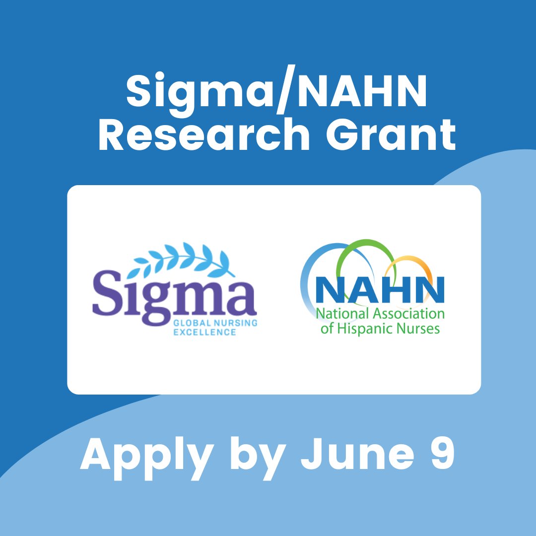 💙 Funding Opportunity 💙The @SigmaNursing & NAHN Research Grant offers up to $5,000 to qualified nurses to contribute to Latino health through research. Apply by June 9! sigmanursing.org/advance-elevat…