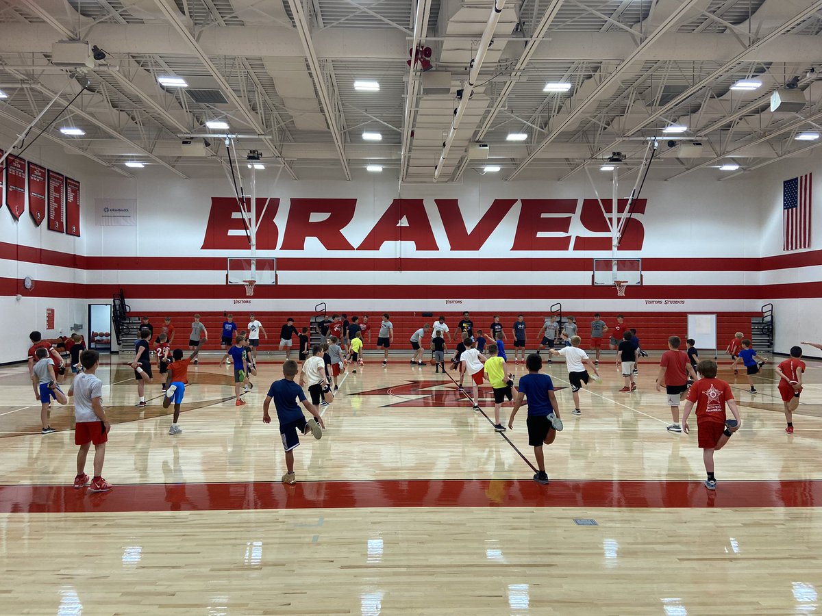 52 3rd-6th graders and 20 High School Players getting ready for Day 2 of LE Basketball Camp