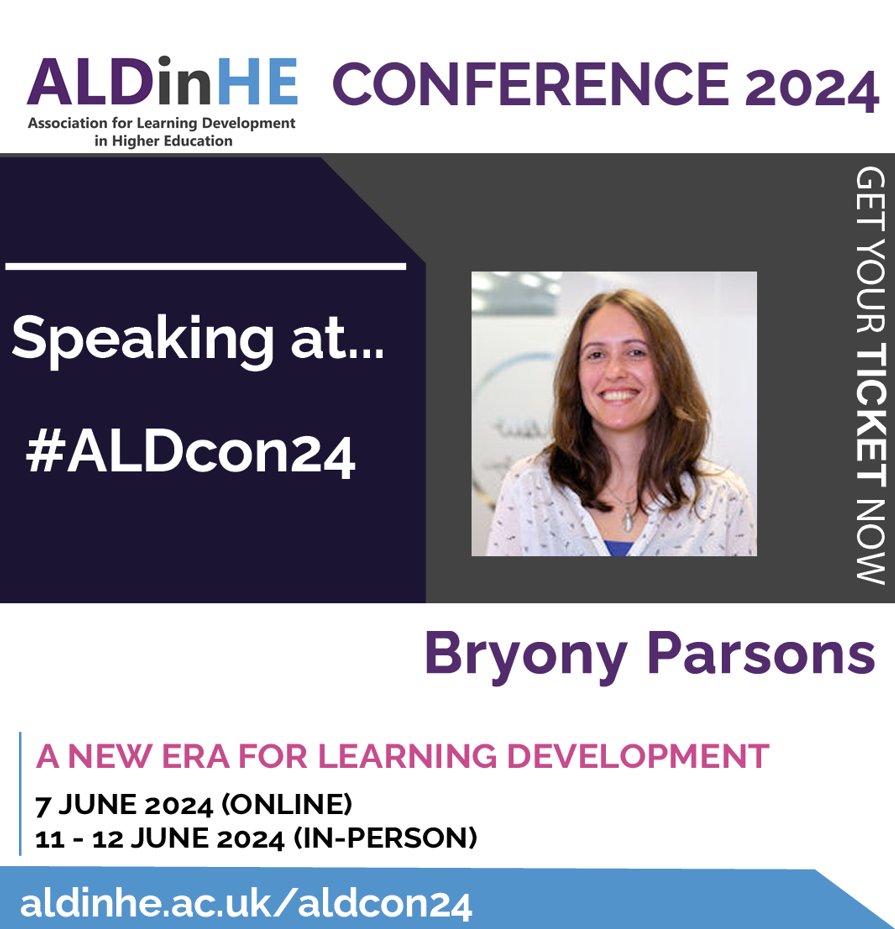 We're excited to welcome Bryony Parsons <a href="/BryonyEFC/">Dr Bryony Parsons 🖖🇪🇺⚡️</a> shorturl.at/9henV at #ALDcon24 presenting a paper: Discovering how students use Generative Artificial Intelligence Tools for academic writing purposes. Join us! Ticket sales closes this Friday 24 May aldinhe.ac.uk/aldcon24