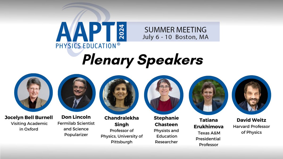 Check out our latest lineup of exceptional plenary speakers for #AAPTSM24! Visit ➡ ow.ly/WJxU50R8Xr9 #AAPTConference #AAPTMeeting #PhysicsEducation #PhysicsTeachers #ITeachPhysics