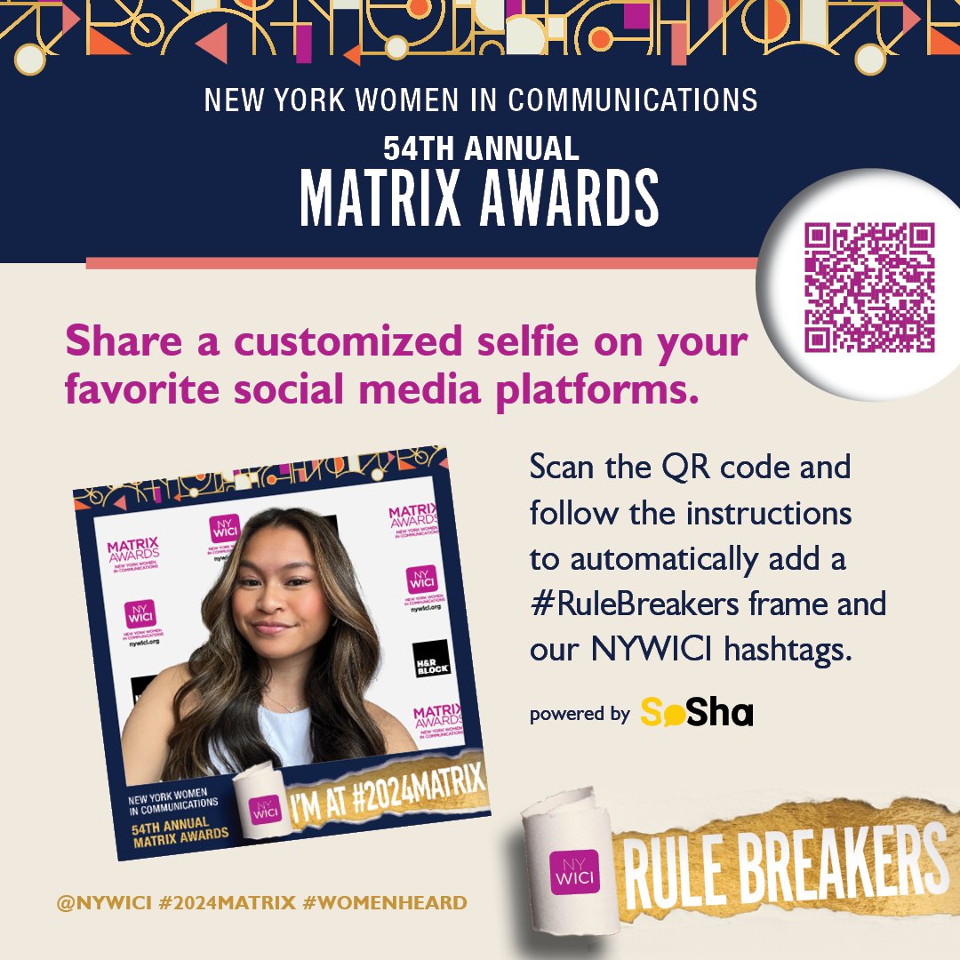 The 2024 NYWICI Matrix Awards are TONIGHT! We can’t wait to celebrate our honorees and their accomplishments. Scan the QR code and share a selfie at the Matrix Awards.