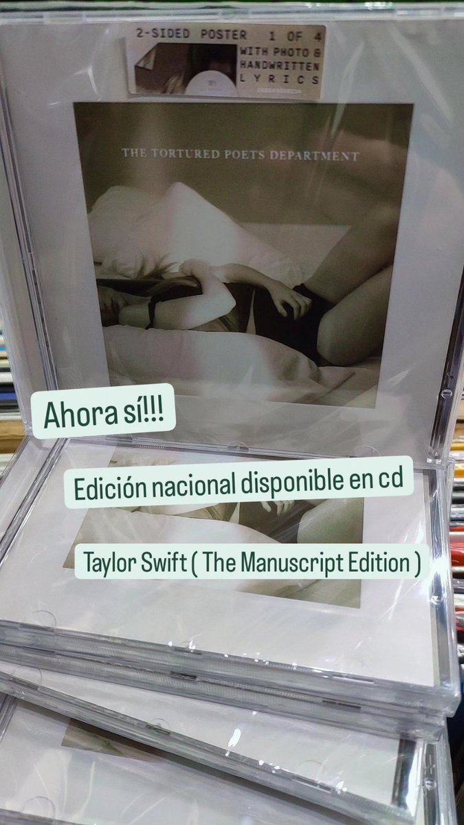 Ya está disponible con edición nacional ,el último trabajo de Taylor Swift "The Tortured Poets Department" ( versión The Manuscript)
#TaylorSwift13 #swiftie