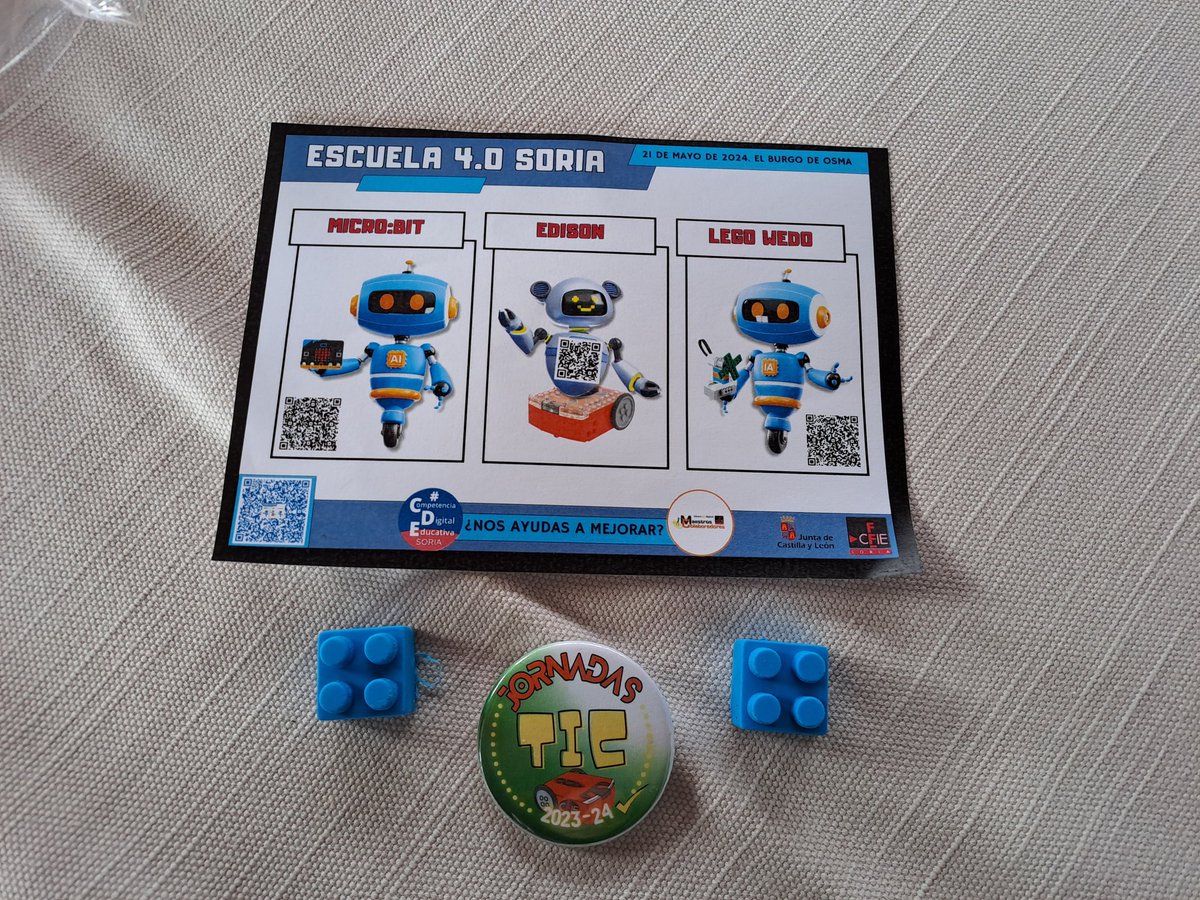 CEPA El Camino (Almazán) (@cepaelcamino) on Twitter photo Muy interesantes 🤗 los Talleres de #Edison 🤖 por parte de los <a href="/MMCCSoria/">Maestros Colaboradores CFIE Soria</a> y de #MicroBit y #LegoWedo por parte de los <a href="/CDE_Soria/">CDE_Soria</a> en la Jornada TIC de hoy. Nuevas ideas y nuevos retos que trataremos de implementar en nuestras aulas 😃
<a href="/educacyl/">Educación JCyL</a> <a href="/CFIEdeSoria/">CFIE de Soria</a> Muy interesantes 🤗 los Talleres de #Edison 🤖 por parte de los <a href="/MMCCSoria/">Maestros Colaboradores CFIE Soria</a> y de #MicroBit y #LegoWedo por parte de los <a href="/CDE_Soria/">CDE_Soria</a> en la Jornada TIC de hoy. Nuevas ideas y nuevos retos que trataremos de implementar en nuestras aulas 😃
<a href="/educacyl/">Educación JCyL</a> <a href="/CFIEdeSoria/">CFIE de Soria</a>