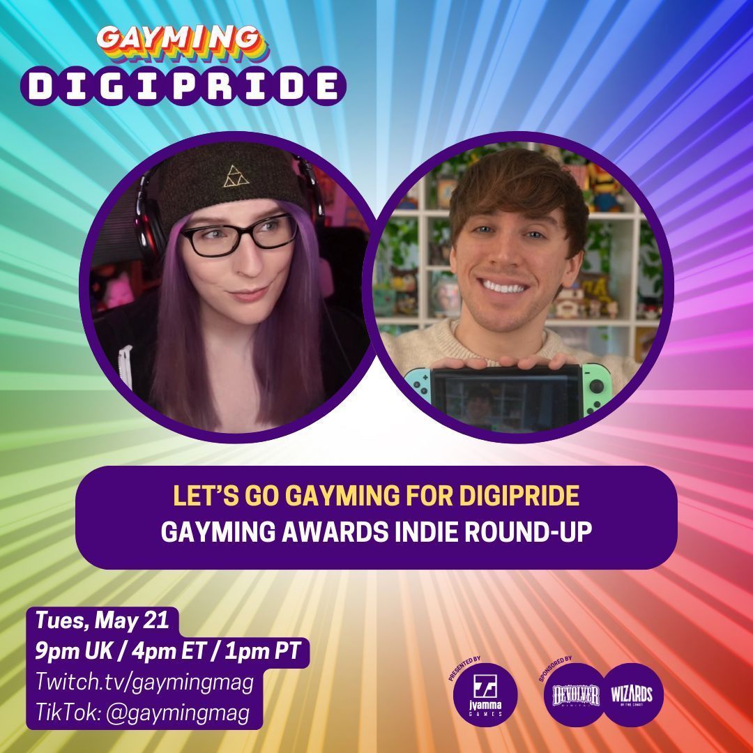 🚨🚨🚨 LIVE NOW! 🚨🚨🚨 Let's Go Gayming for #DIGIPRIDE24 is back! @miabyte is joined by @tophgames to play the six nominees for Best LGBTQ Indie Award for #GaymingAwards24 Watch: buff.ly/3WYsbRT