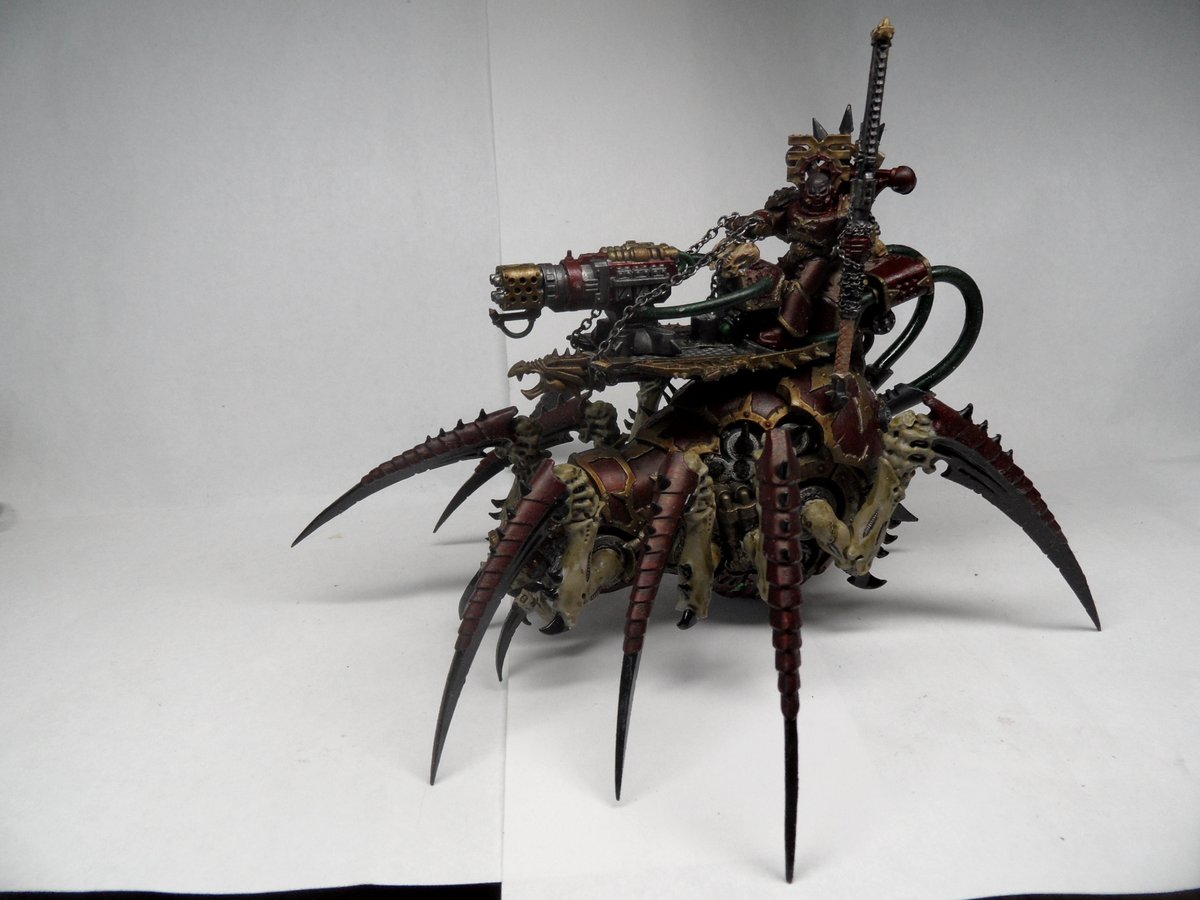 SomethingSpikey's tweet photo. @Garfytwit World Eaters Chaos Lord with a chainglaive riding a great big fecking spider armed with a twin-linked heavy flamer. https://t.co/rwBAgNOhFV