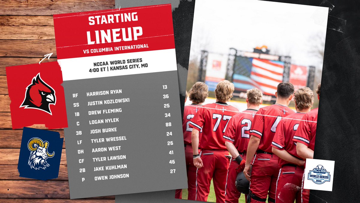 ⚾️STARTING LINEUP⚾️ @CUAABaseball is ready to take on the Rams from Columbia International! #GoCards