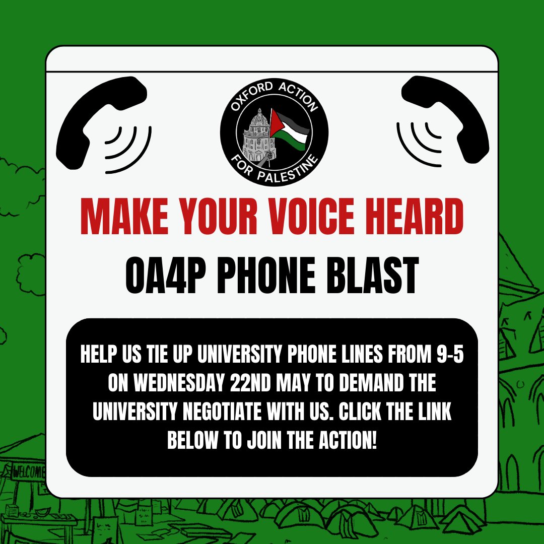 OxAct4Pal's tweet photo. We WILL be heard! Join us in tying up the Vice-Chancellor's phone lines all day this Wednesday to protest the University's obstinate refusal to negotiate. 

Follow this link for instructions on how to join: https://t.co/fPD0XDNqp8 https://t.co/hHhHbKyos1