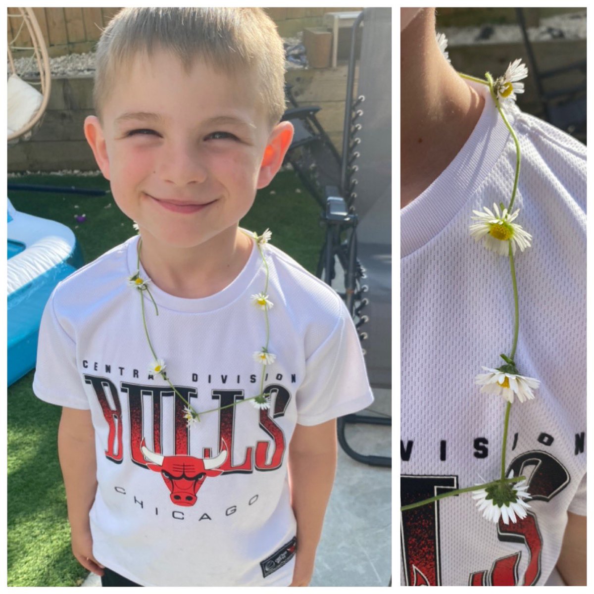 Daisy chain making in the garden after work this evening, followed by a fab run around at netball shooting hoops. 
Trying to show my little people the importance of wellbeing and taking time for yourself in our busy lives ☺️ 🌼 🥰 
#wellbeing #nature #timeout