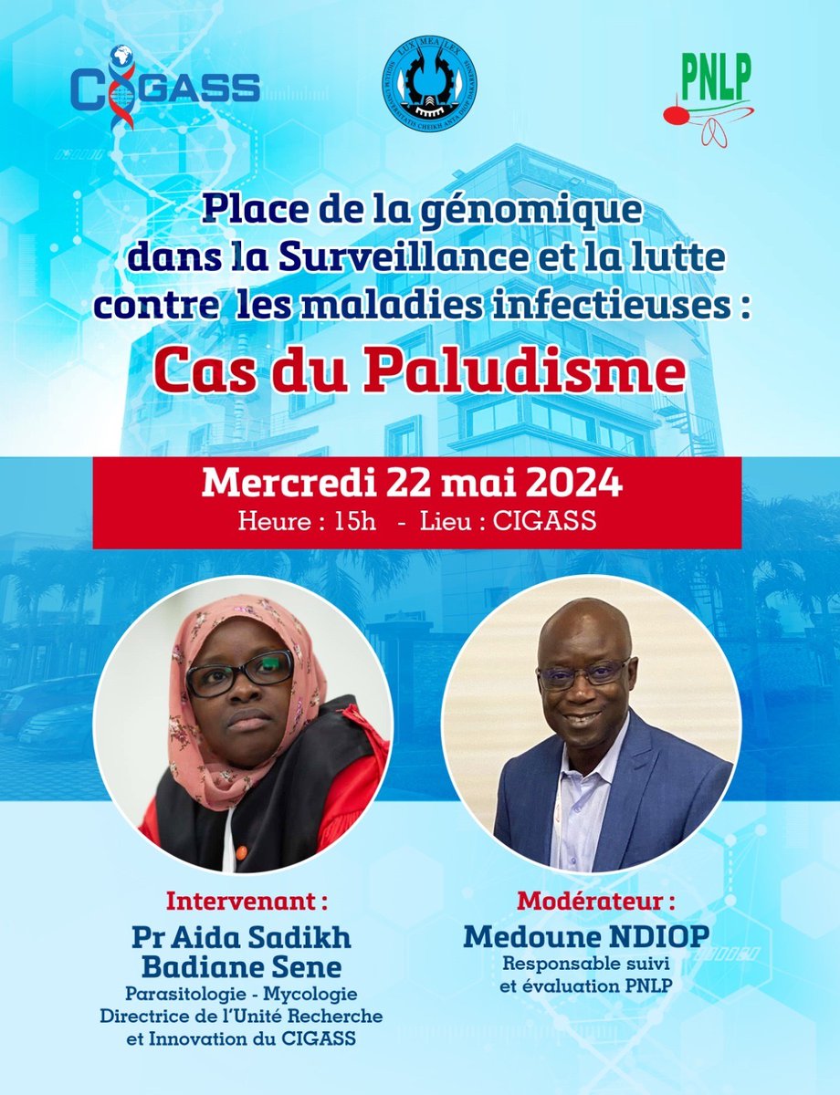CIGASS-UCAD : Symposium sur la Génomique et la Lutte contre le Paludisme

Le Centre International de Recherche et de Formation en Génomique Appliquée et de Surveillance Sanitaire (CIGASS), en partenariat avec le Programme National de Lutte contre le Paludisme (PNLP), a le plaisir