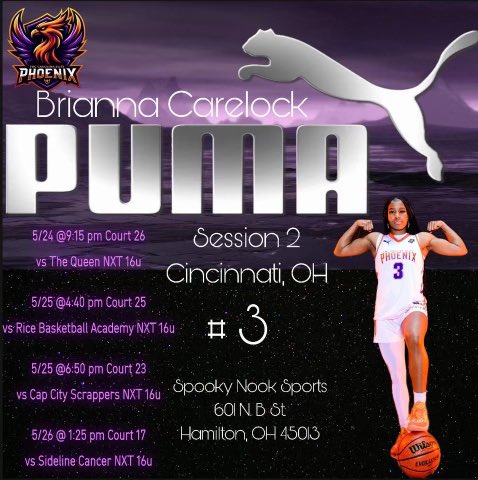 Brianna Carelock (@bricarelock2026) on Twitter photo Here is my schedule for this weekend in Cincinnati. Come check out me and my teammates get active 💪🏾<a href="/PhoenixWwbb/">Phoenix West</a> Here is my schedule for this weekend in Cincinnati. Come check out me and my teammates get active 💪🏾<a href="/PhoenixWwbb/">Phoenix West</a>
