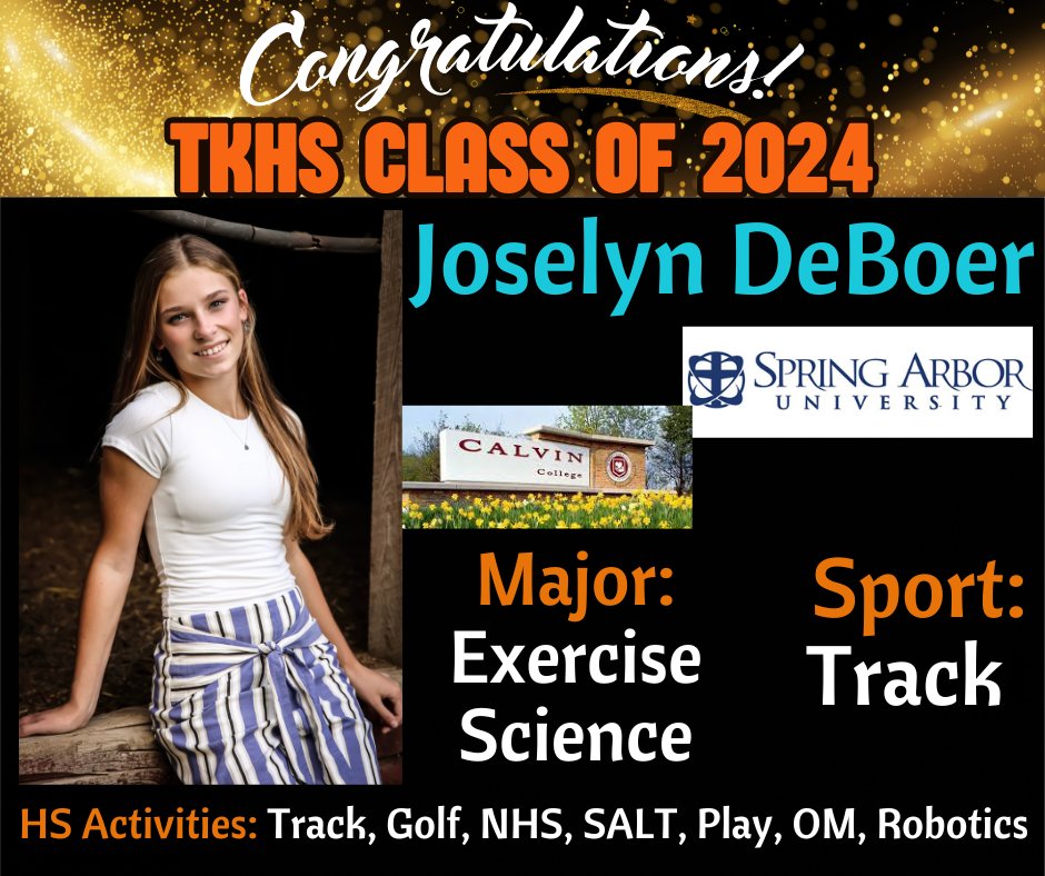 tkschools's tweet photo. TK Class of 2024! Congratulations Joselyn! Wishing you all the best at either Calvin or Spring Arbor - and in all you do in the future! #TKSTRONG #TK2024 https://t.co/9oZOrejza9