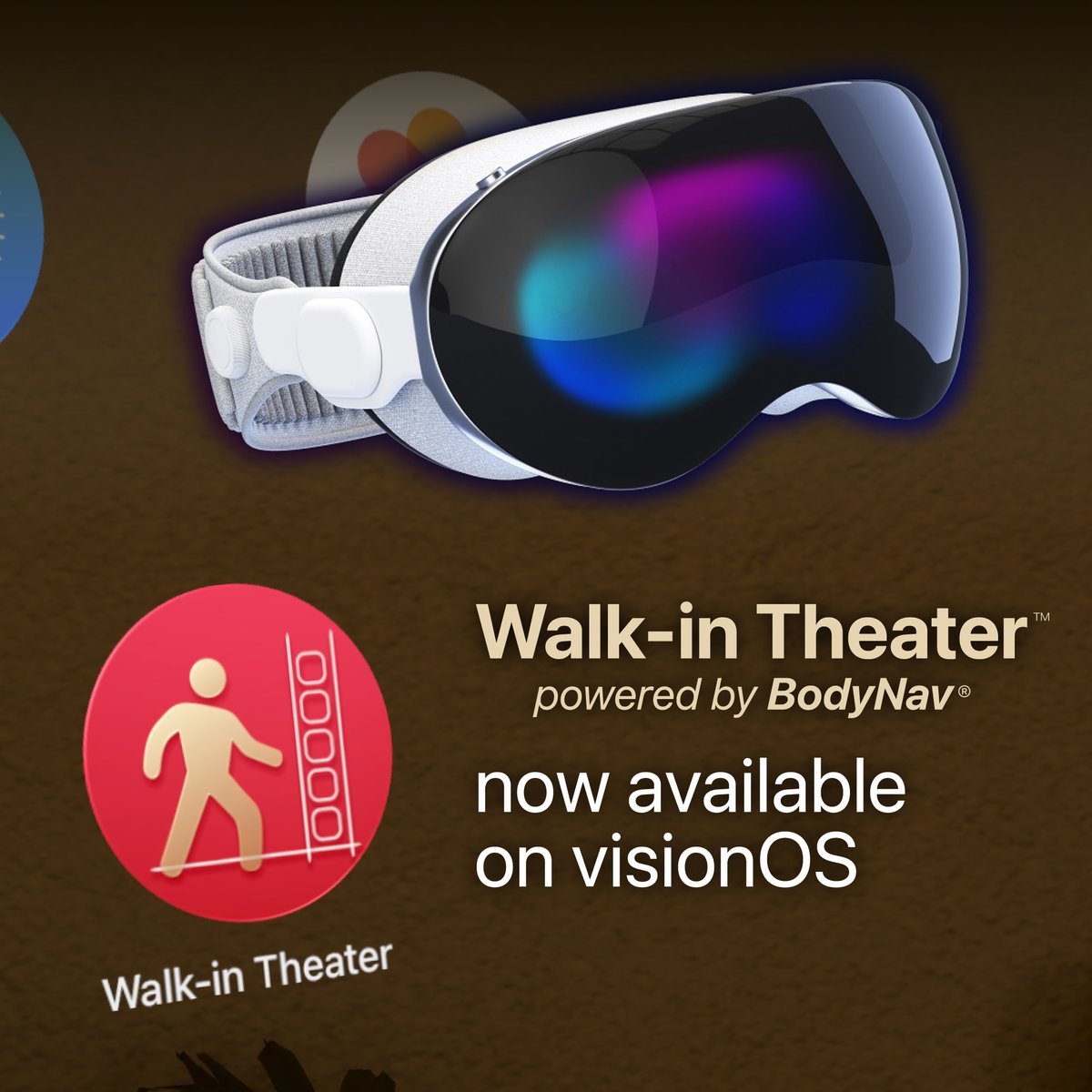 Walk-in Theater for #AppleVisionPro 🥽 is a first-person 3D video experience powered by intuitive #BodyNav technology.