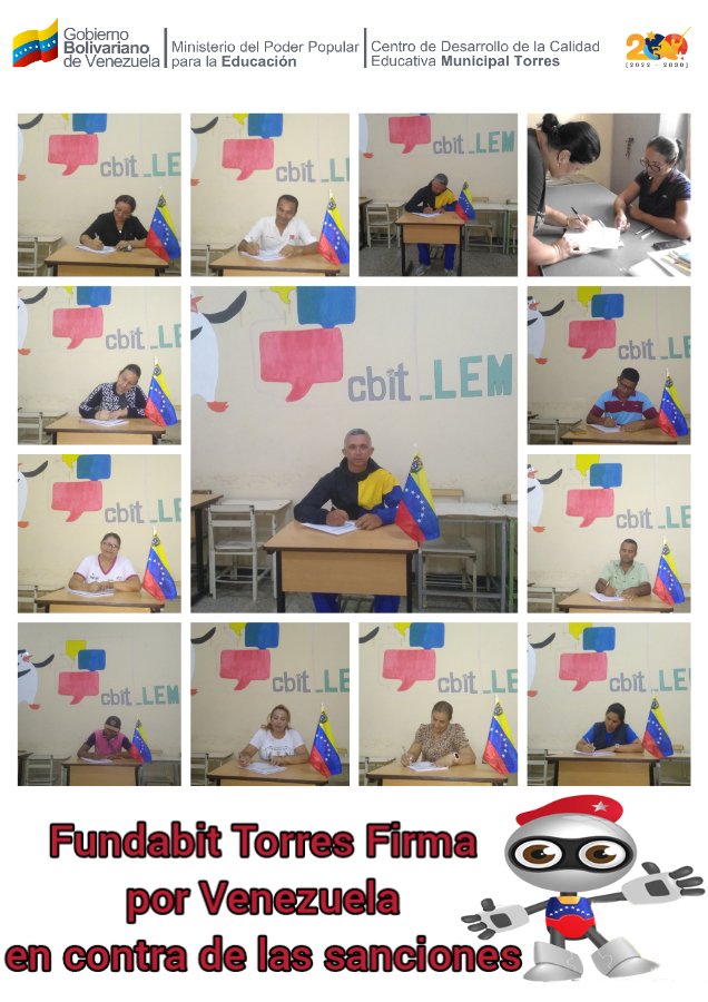 CronosOdiseo's tweet photo. #Fundabit Torres, aquí nadie de cansa, aquí nadie se rinde. La bota imperial jamás logrará arrodillar al pueblo de Bolívar. Fundabit firma por la Patria en contra de las sanciones. @_LaAvanzadora @EleamerAbdala @Fundabit_ @Fundabitlara01 @cdcelara @Dimary08 https://t.co/qYyD4oTtpB