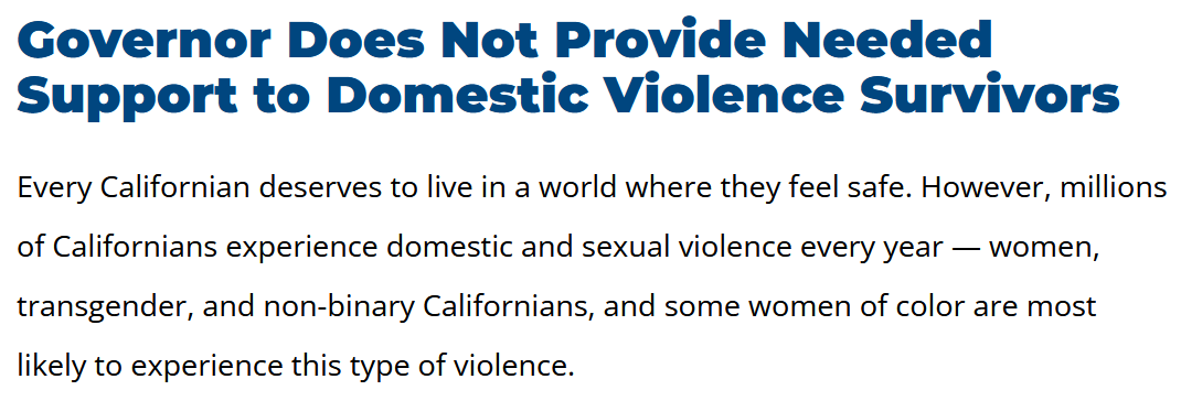 The #cabudget doesn't include funds to prevent domestic violence or provide essential services to people who have survived it. #caleg Thanks @CalBudgetCenter for including this in your First Look of the @CAgovernor's May Revision