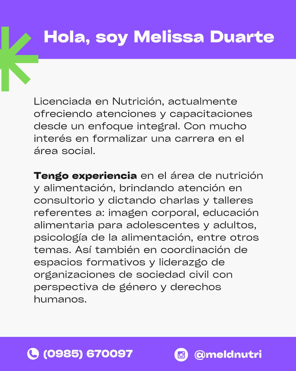 Holi, con el permiso de señor conductor (?) Estoy disponible para laburos, tengo experiencia en el área de nutrición, docencia y en proyectos con perspectiva de género. También he trabajado como ayudante de cocina y chofer, así que básicamente estoy a disposición para TODO 😅 RT