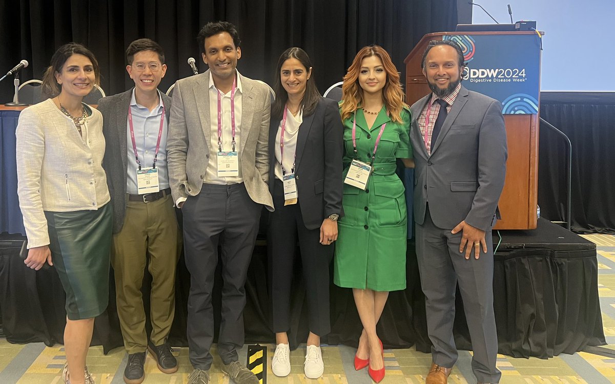 Had a great time moderating our @AmerGastroAssn session on #AI in #Gastroenterology : Current & Future Applications in Practice & Training! Thank you to my co-moderator @drsethinyc & to our wonderful speakers @JasonSamarasena @AasmaShaukatMD @dlshung #SidharthaSinha #DDW2024