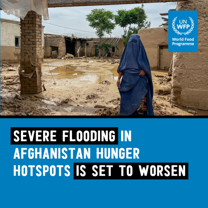 Afghanistan: Devastating floods over the past two weeks are likely to intensify in the coming months, with a significant impact on food security. Affected areas are already experiencing crisis levels of food insecurity, warns @WFP. x.com/WFP/status/179…