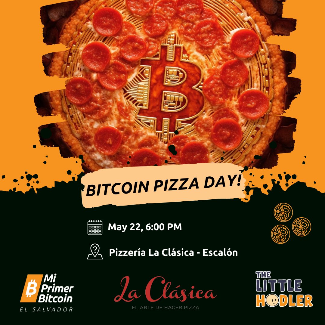 Join us tomorrow to celebrate Bitcoin Pizza Day! A big shout-out to @ElPequenoHODLer for sponsoring this event. The first 50 people get a free slice of pizza 🍕. Check out our Eventbrite page for more information: eventbrite.com/e/bitcoin-pizz…