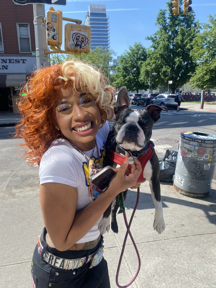 TiaCorine's tweet photo. I MET A DOG NAMED KIRBY 😭💕 https://t.co/bJznz6eUsH